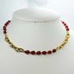 Natural Red Agate and Stainless Steel Choker Necklace in Gold Plating