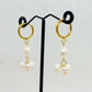Natural Freshwater Pearl Dangle Earrings in Gold Plated Stainless Steel