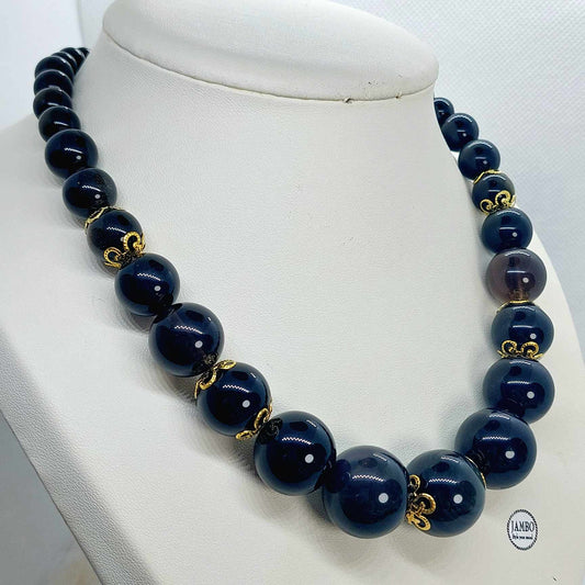 Natural Obsidian Choker Necklace with 8,10,12,14 and 18mm Stones