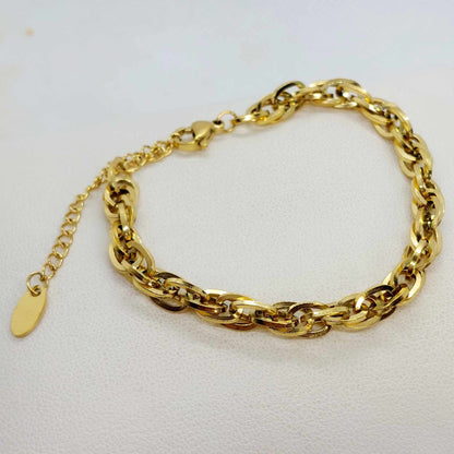 Necklace and Bracelet Set in Stainless Steel Gold Plated