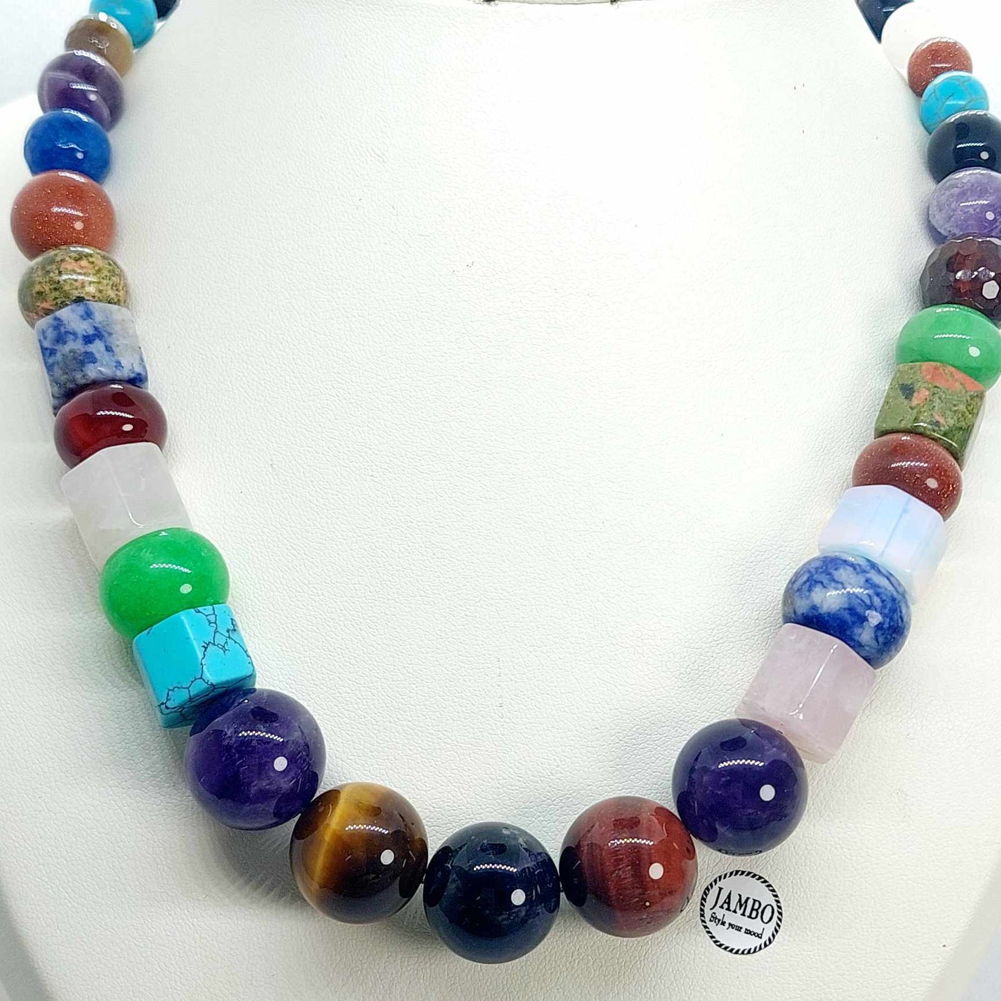 Mixed Natural Stones Choker Necklace