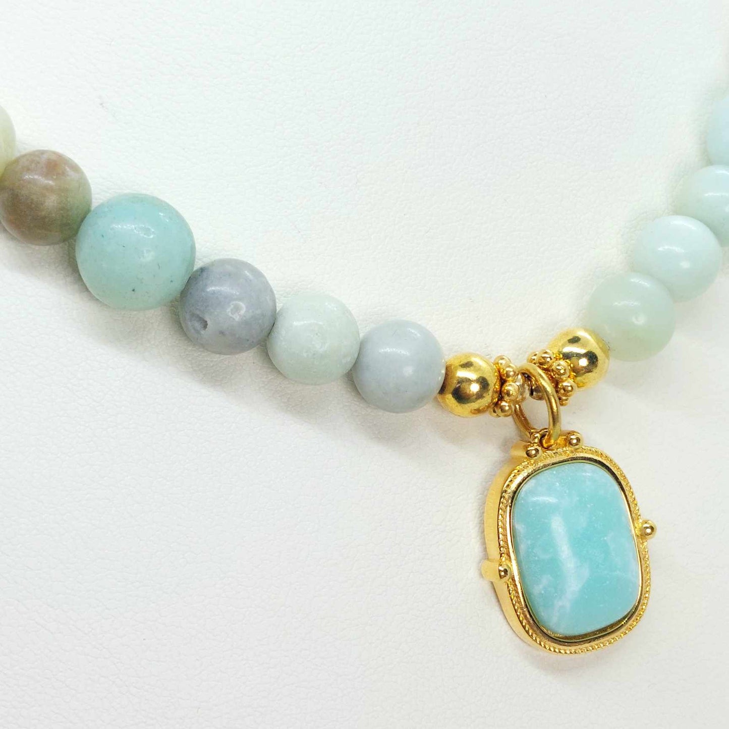 Natural Amazonite Choker Necklace with 8 and 10mm Stones