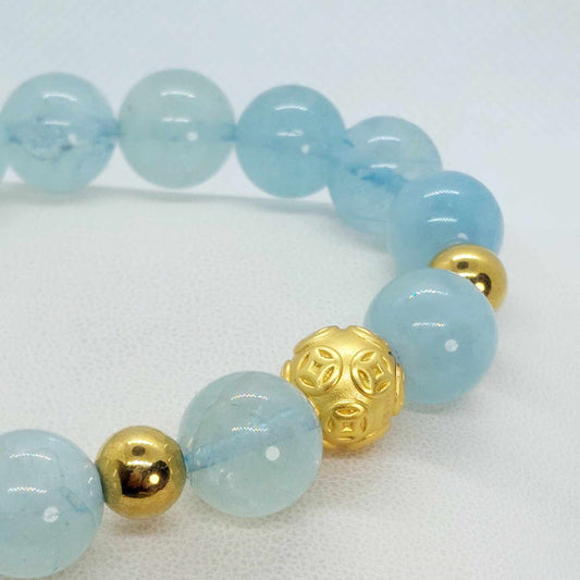 Natural Aquamarine Bracelet in 12mm Stones