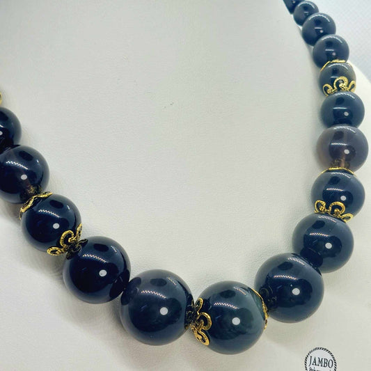 Natural Obsidian Choker Necklace with 8,10,12,14 and 18mm Stones