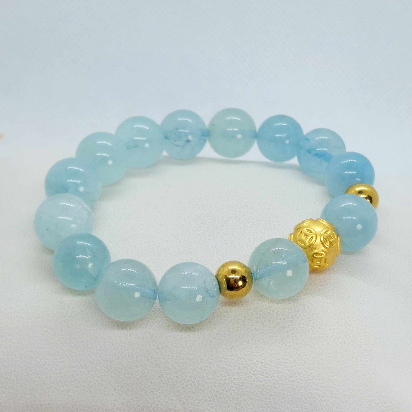 Natural Aquamarine Bracelet in 12mm Stones