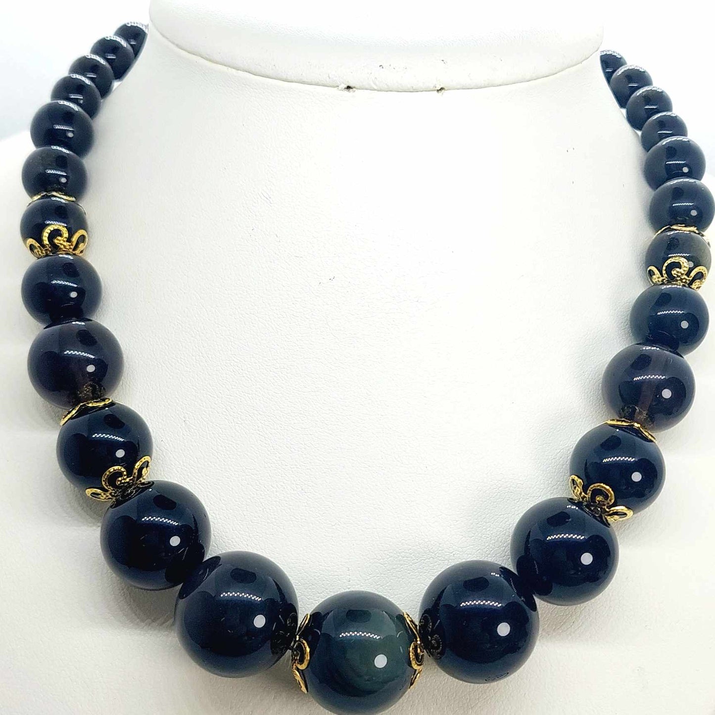 Natural Obsidian Choker Necklace with 8,10,12,14 and 18mm Stones