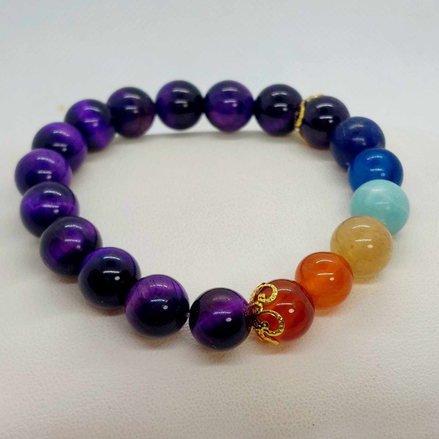 Natural Stones with the 7 Chakra's Bracelet in 10mm Stones