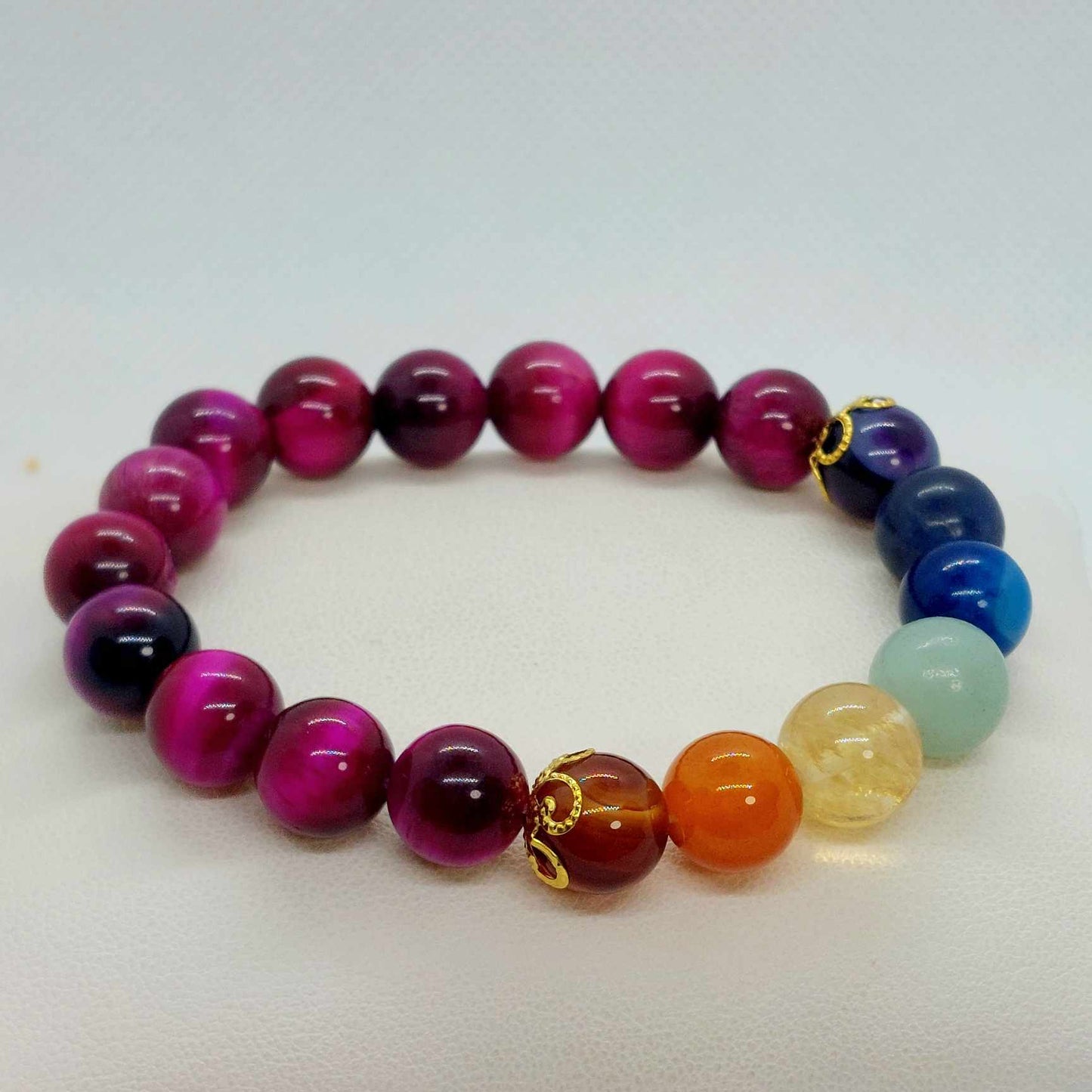 Natural Stones with the 7 Chakra's Bracelet in 10mm Stones