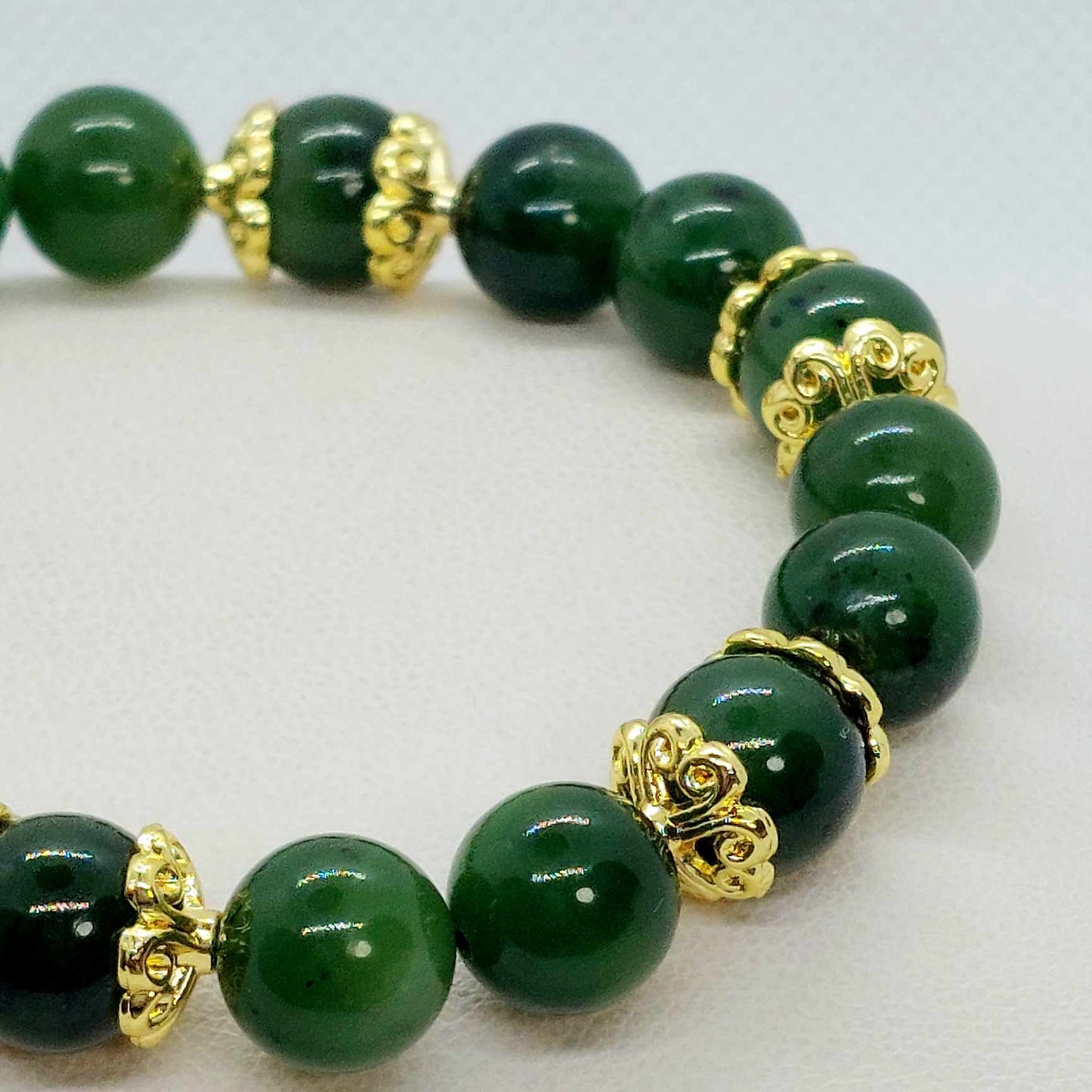 Natural Hetian Jade Bracelet in 10mm Stones