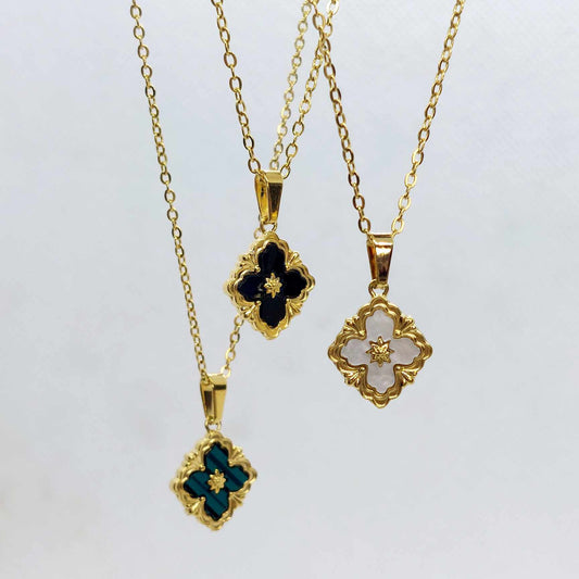 Clover Pendant in Gold Plated Stainless Steel with Chain Necklace