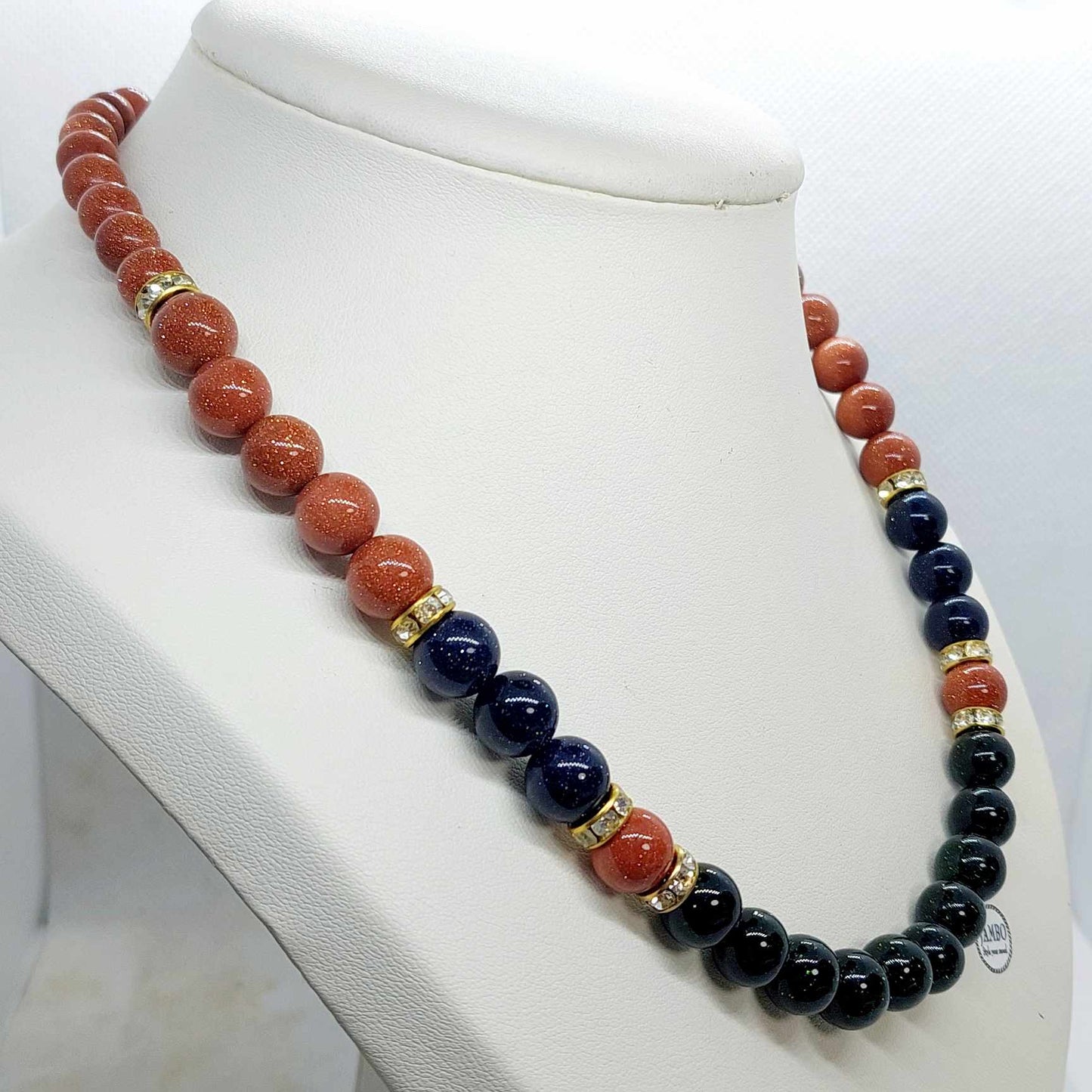 Sandstone and Goldstone Choker Necklace in 10mm Stones