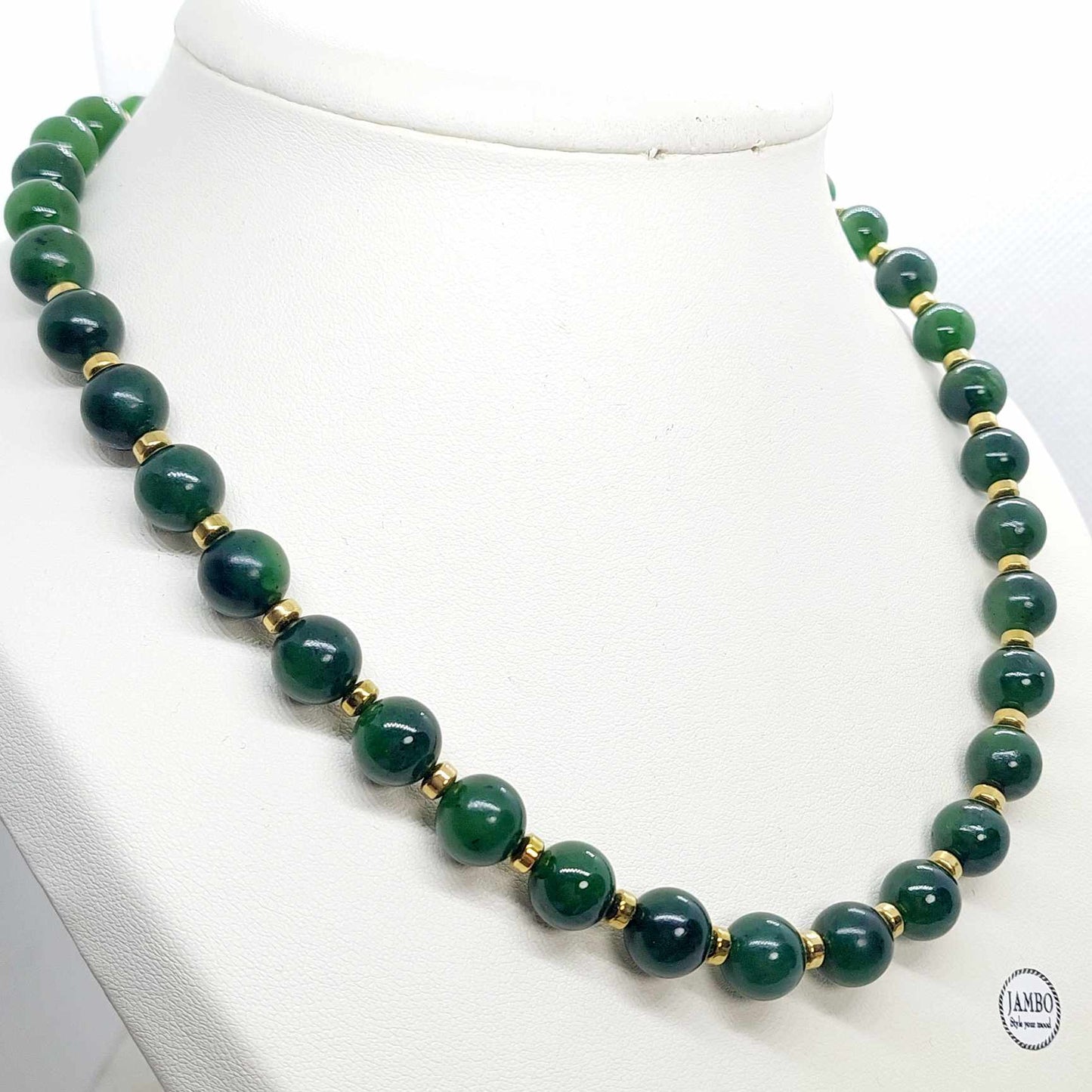 Natural Canadian & Hetian Jade Choker Necklace in 10mm Stones