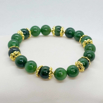 Natural Hetian Jade Bracelet in 10mm Stones