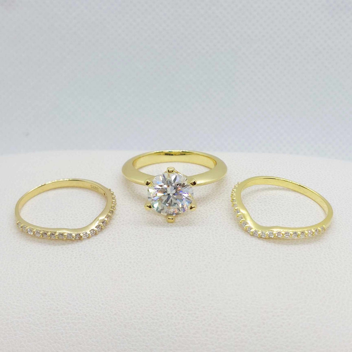 3ct Moissanite Diamond Ring in Gold Plated Sterling Silver