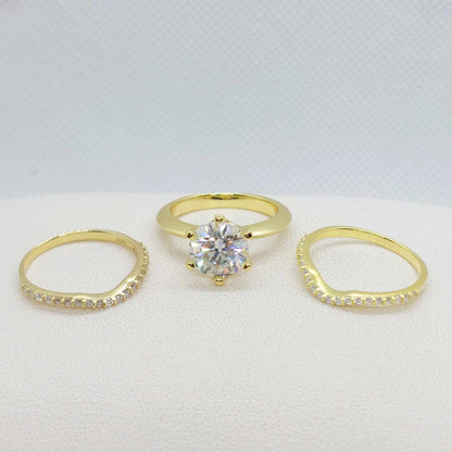 3ct Moissanite Diamond Ring in Gold Plated Sterling Silver