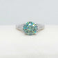 3ct Green Moissanite Diamond Ring in Sterling Silver