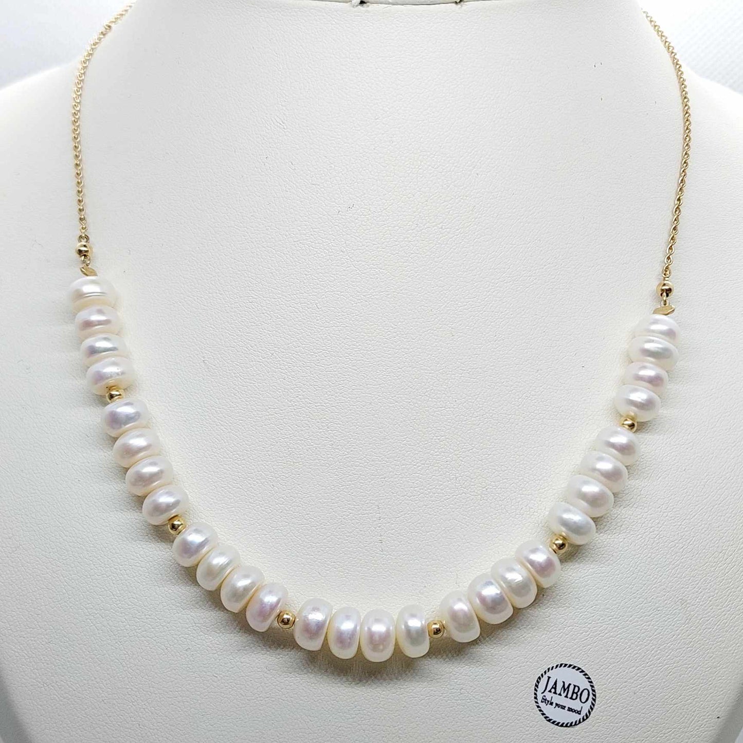 Natural Freshwater Pearl Necklace with 10K Gold Chain