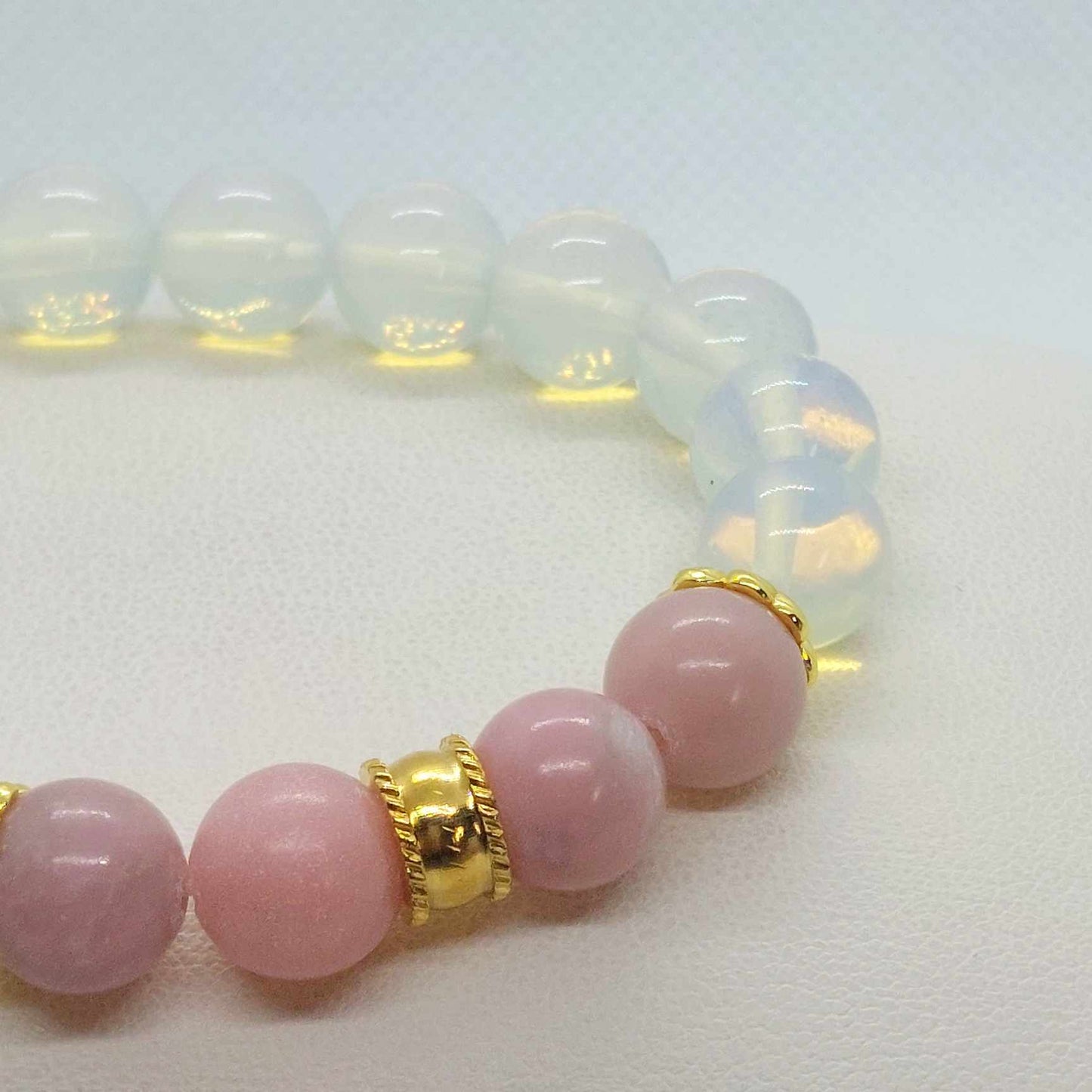 Pink meets White Opal Bracelet in 10m Natural Stones