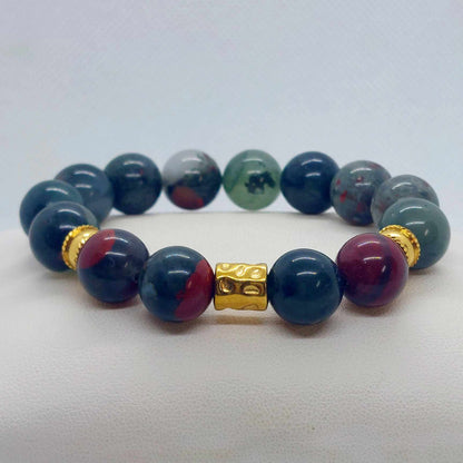 Natural African Bloodstone Bracelet in 12m Natural Stones