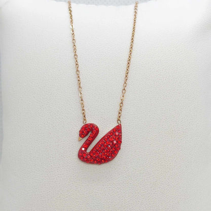 Swan Pendant in Zircon with Gold Plated Stainless Steel with Chain Necklace