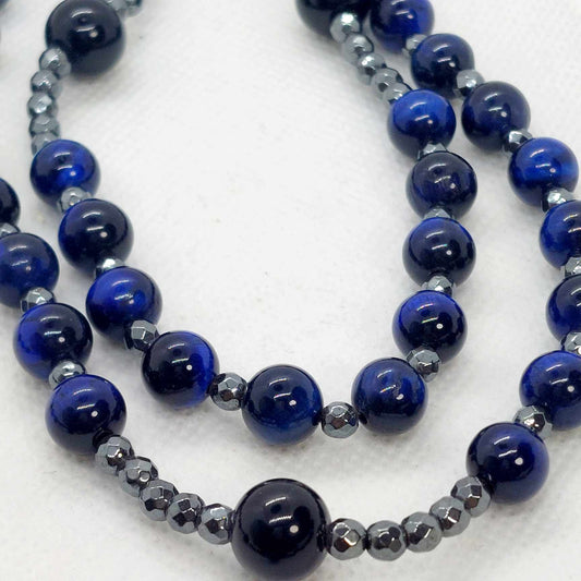 Blue Tiger Eye Rosary with Hematite