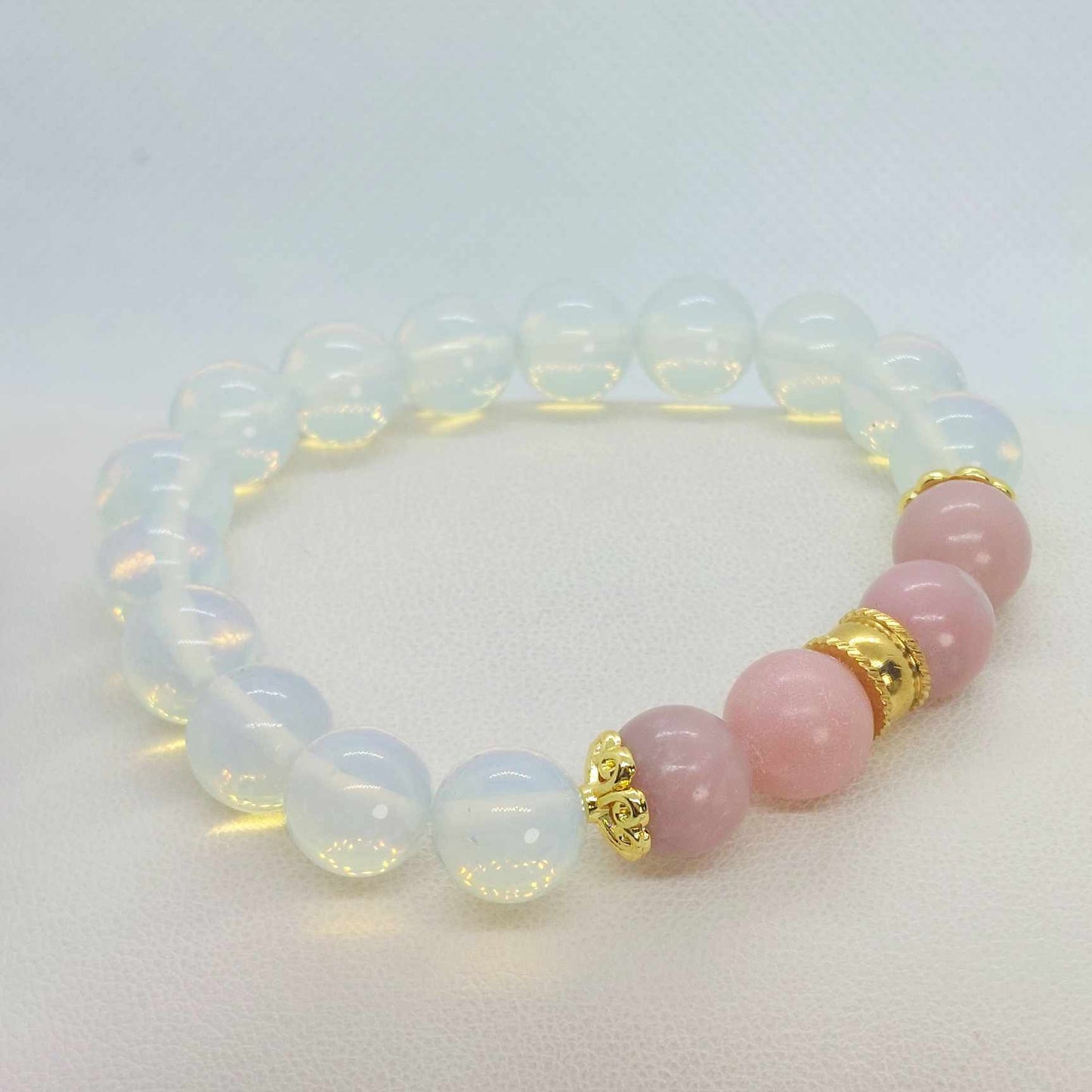 Pink meets White Opal Bracelet in 10m Natural Stones