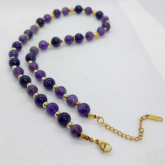 Natural Amethyst Choker Necklace in 10mm Stones