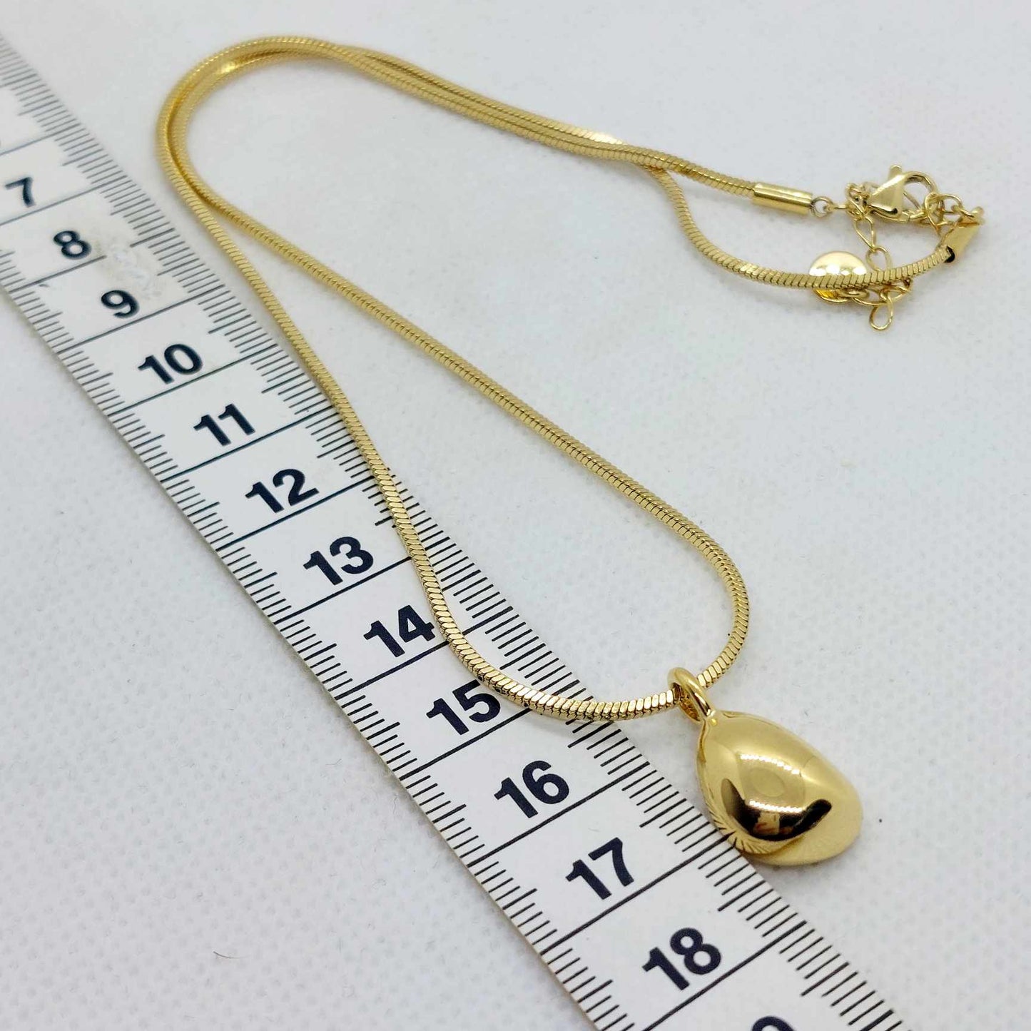 Teardrop Pendant in Gold Plated Stainless Steel with Chain Necklace