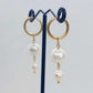 Natural Freshwater Pearl Dangle Hoop Earrings in Gold Plated Stainless Steel