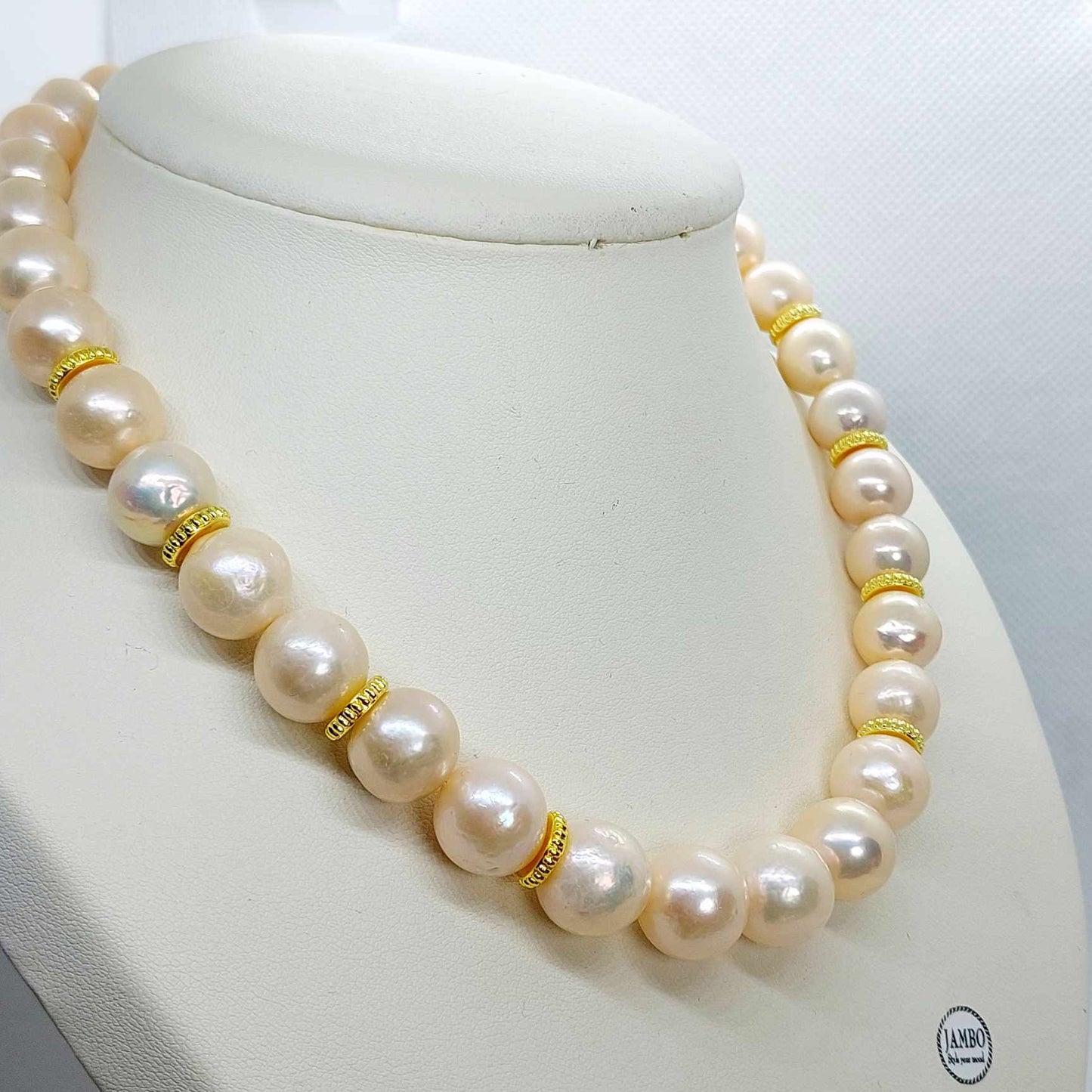 Natural Pink Pearl Choker Necklace 16inches with 13-14mm Stones