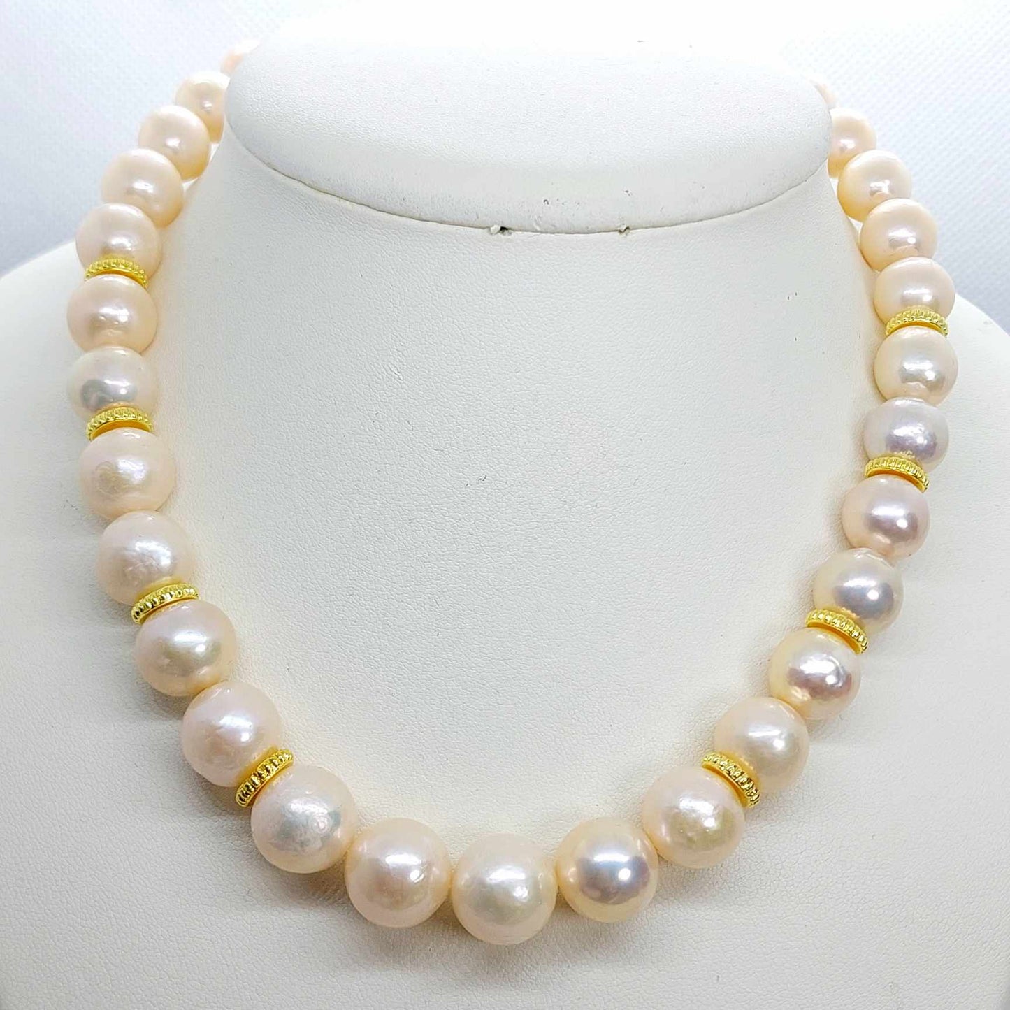 Natural Pink Pearl Choker Necklace 16inches with 13-14mm Stones