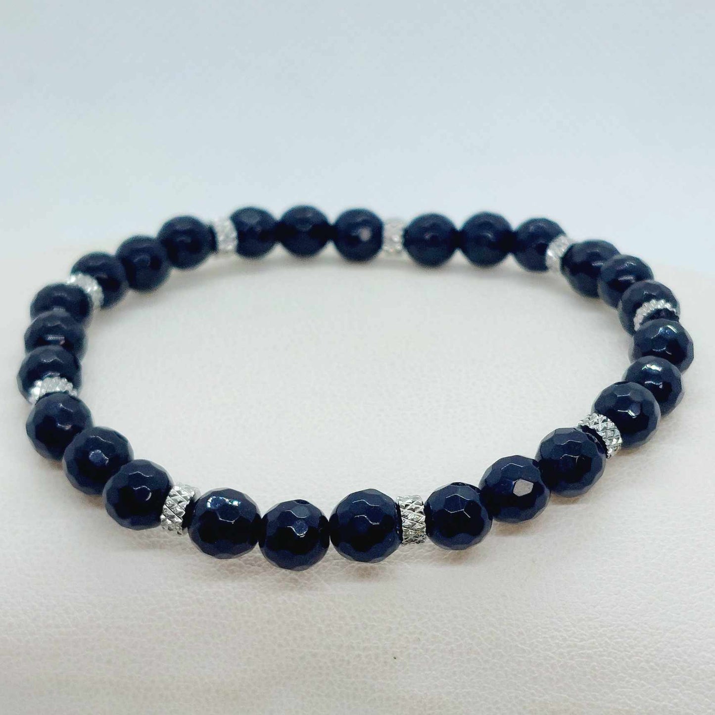 Natural Black Agate Bracelet in 6mm Natural Stones