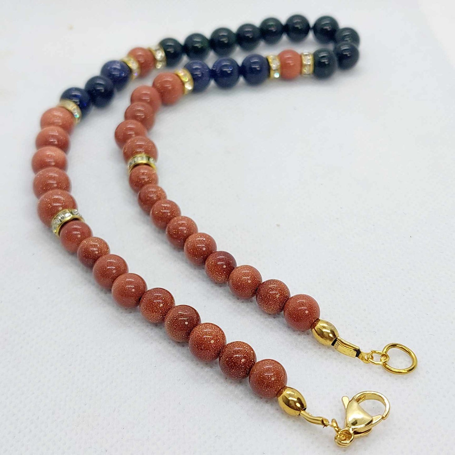 Sandstone and Goldstone Choker Necklace in 10mm Stones