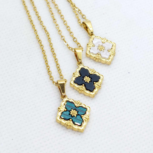 Clover Pendant in Gold Plated Stainless Steel with Chain Necklace