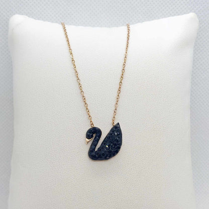 Swan Pendant in Zircon with Gold Plated Stainless Steel with Chain Necklace