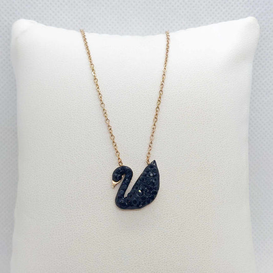 Swan Pendant in Zircon with Gold Plated Stainless Steel with Chain Necklace