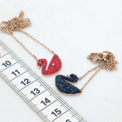 Swan Pendant in Zircon with Gold Plated Stainless Steel with Chain Necklace