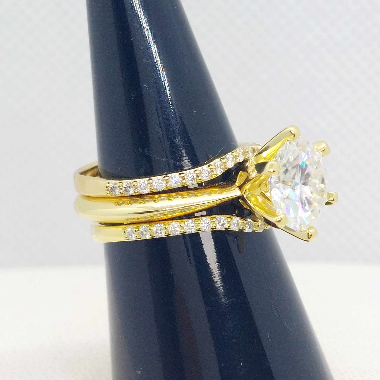 3ct Moissanite Diamond Ring in Gold Plated Sterling Silver