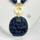 Natural Onyx Choker Necklace with Obsidian Dragon Pendant in 12mm Stones