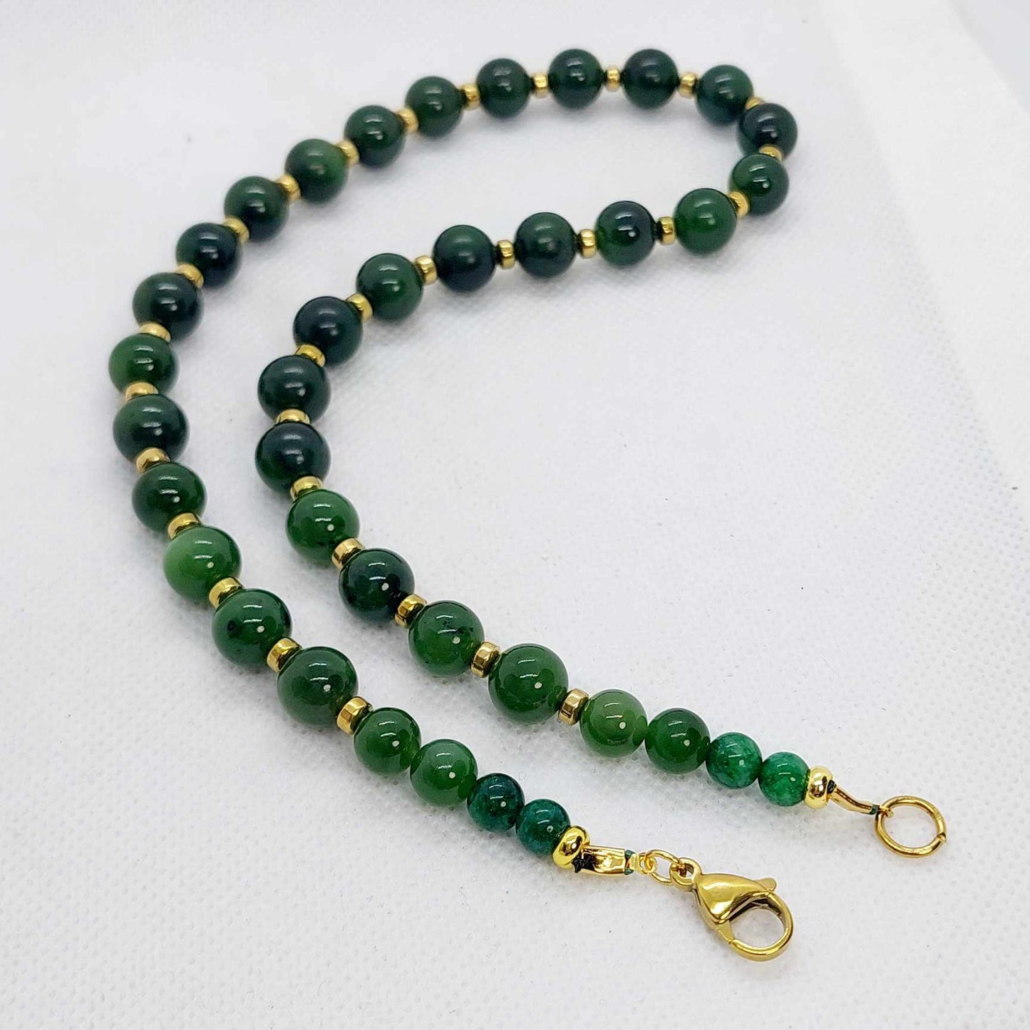 Natural Canadian & Hetian Jade Choker Necklace in 10mm Stones