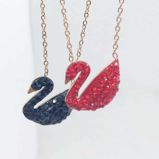 Swan Pendant in Zircon with Gold Plated Stainless Steel with Chain Necklace