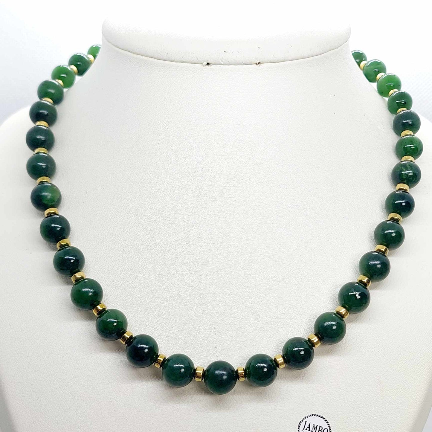 Natural Canadian & Hetian Jade Choker Necklace in 10mm Stones