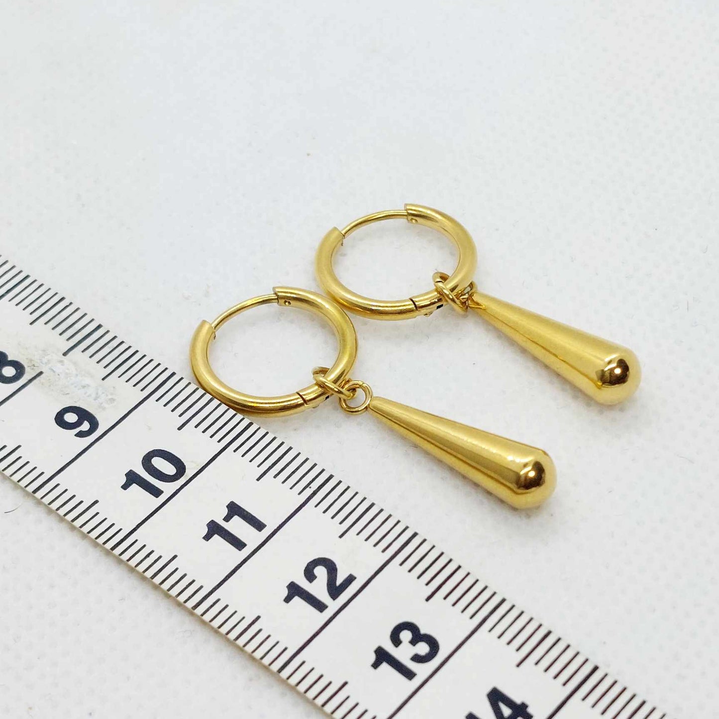 Teardrop Dangle Earrings in Gold Plated Stainless Steel