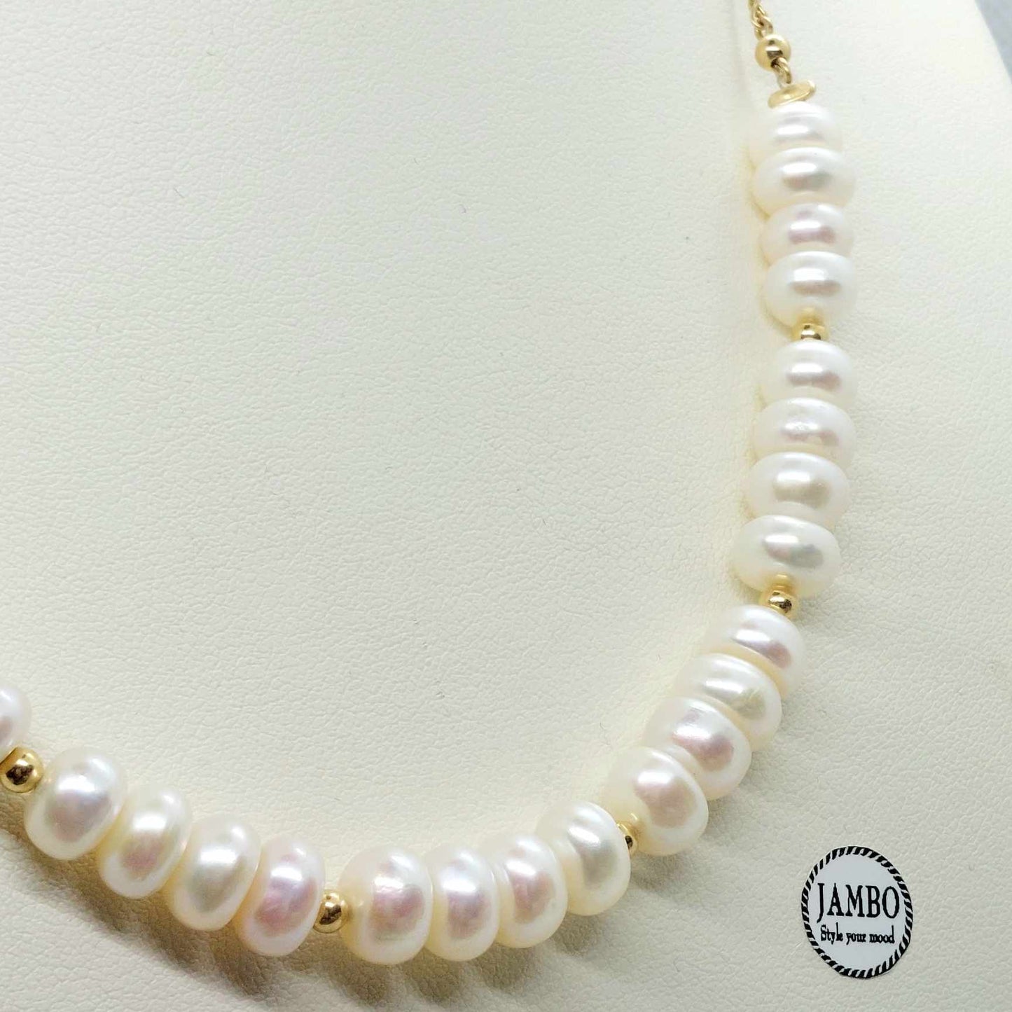 Natural Freshwater Pearl Necklace with 10K Gold Chain