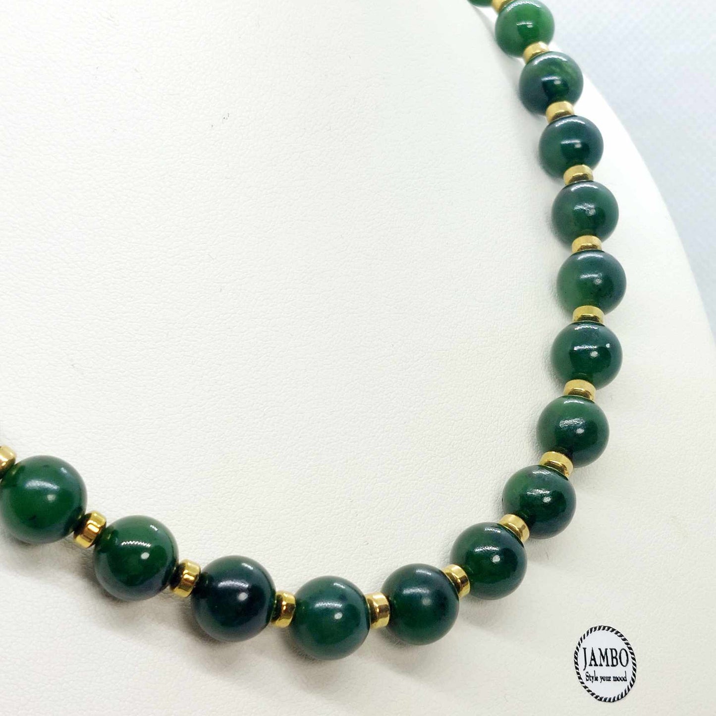 Natural Canadian & Hetian Jade Choker Necklace in 10mm Stones