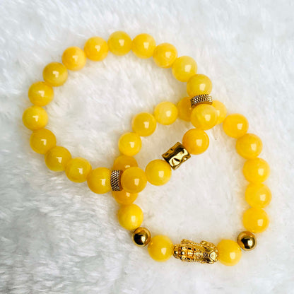 Natural Yellow Jade Bracelet with 1Omm Stones