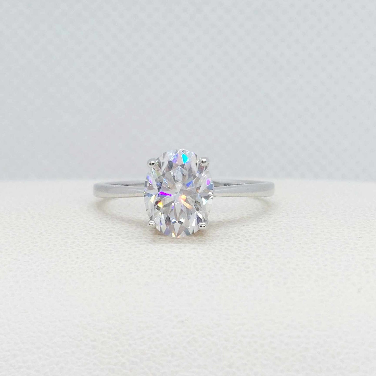 2ct Oval Moissanite Diamond Ring in Sterling Silver