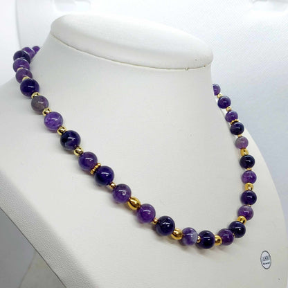 Natural Amethyst Choker Necklace in 10mm Stones
