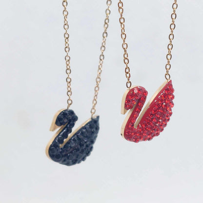 Swan Pendant in Zircon with Gold Plated Stainless Steel with Chain Necklace