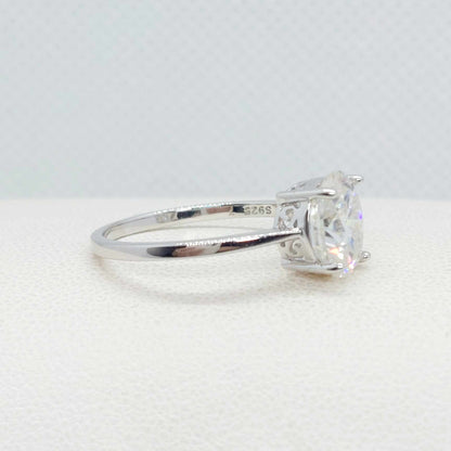 2ct Oval Moissanite Diamond Ring in Sterling Silver